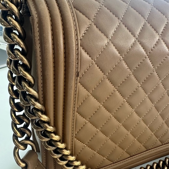 CHANEL TAN Quilted Leather Large Boy Flap Bag LOVING CARRIED ABOUT 20 TIMES! - Picture 10 of 16